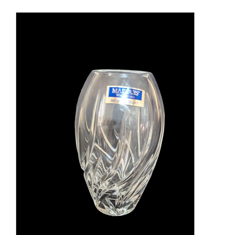 Marquis by Waterford Wyndmere Crystal 4" Posy Vase Clear‎ Swirl Made in Poland